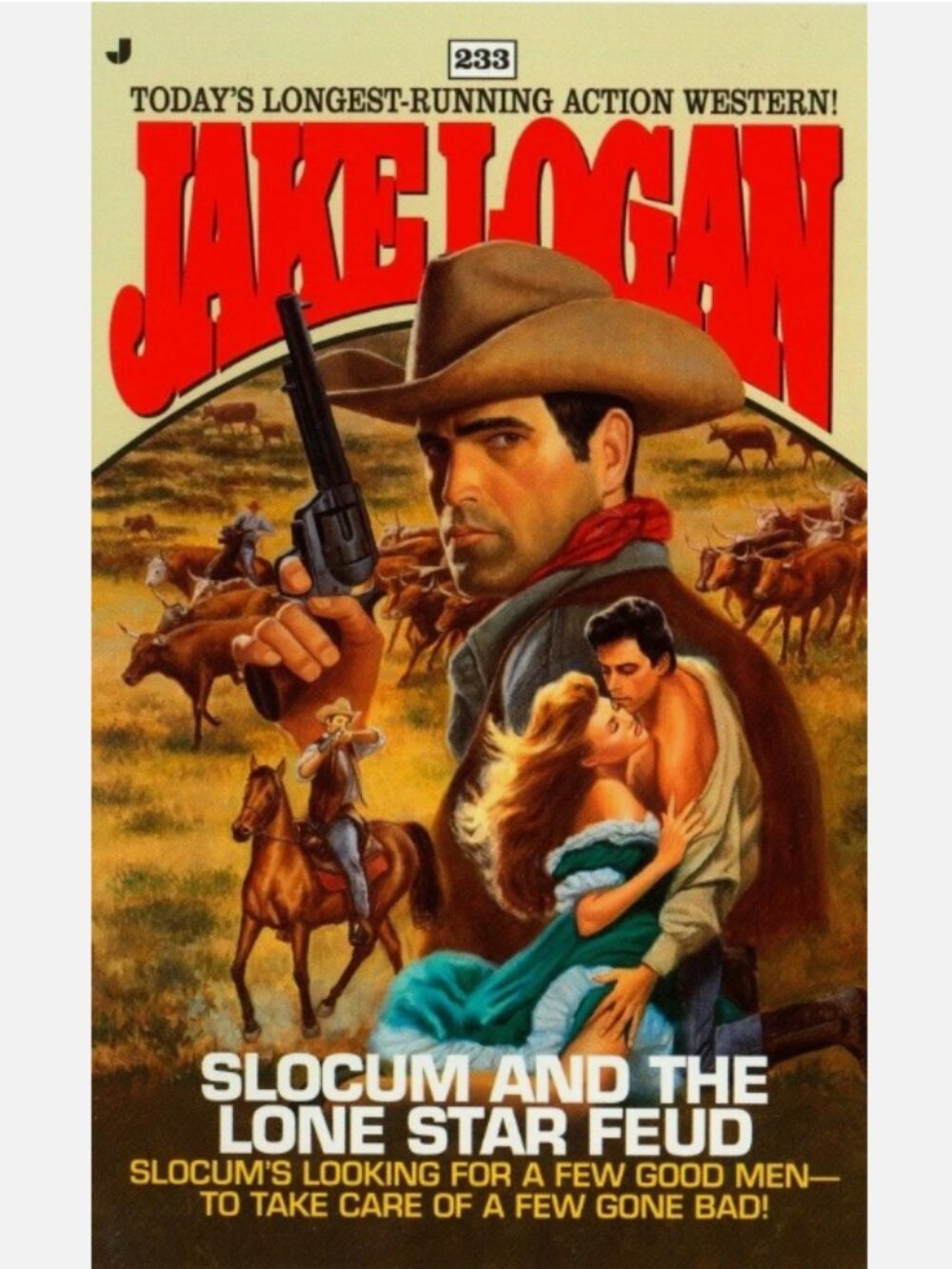 5/$15 Book Slocum & the Lone Star Feud 233 Jake Logan Western Action MMPB Jove